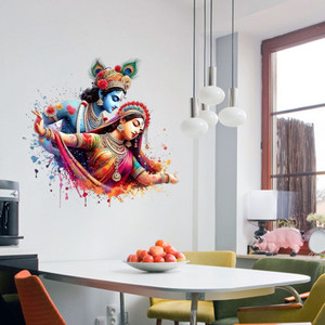 Radha Rani Stickers Approach Decor 40 cm Cute Radha Krishna Wall Stickers Self Adhesive ...