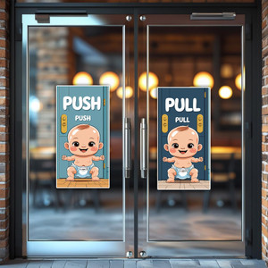 STIXY 10 cm Push Pull Baby Sticker Set for Door | Cute Entry Direction ...