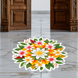 WallDaddy 15 inch Rangoli Stickers for Door Entrance Rang Phool Rangoli ...