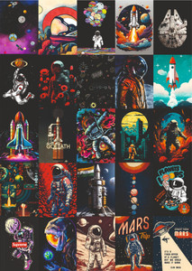SKINFACTORY 8 inch Sky Walker Astronaut Wall Stickers Set of 25 A4 Size ...