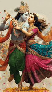 Krishna With Roudra Rpoopa swaroopa 16.5 inch Lord Krishna Radha Sticker Self Adhesive Sticker ...