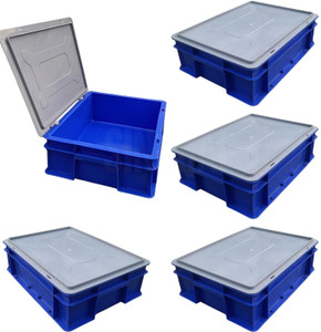 Singhak Multipurpose Plastic Storage Crate 40x30x12 CM With Lid - Pack ...