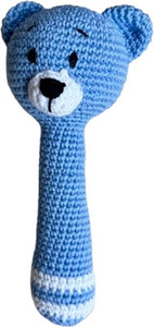 MynaMo Handmade Crochet Blue Teddy Bear Rattle - 15 cm - Handmade ...