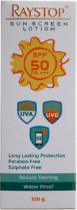 RAYSTOP Sunscreen - SPF 50 PA+++ Sunscreen Lotion 100gm - SPF 50 PA ...