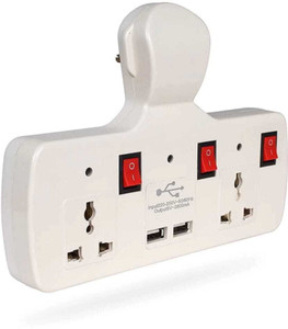 AI eletcro Three Pin Multi Plug with 2 USB Ports, Individual Switches ...