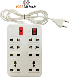 MEERRAKII 8-Socket Extension – 100W, 250V, 10A | 2-Pin Plug, 2m Cable ...