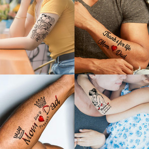 Ordershock Mom Dad Heart Designs Pack 4 Temporary Tattoo Love Crown ...