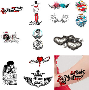 komstec Mom Dad With King Temporary Tattoo Sticker Male And Female ...
