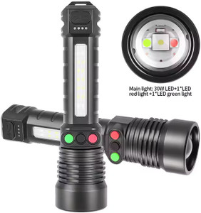 Ascentech Tri Color Signal LED Torch with Type-C Charging Red, Green ...