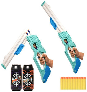 Super Shot Target Braintastic Double Barrel Super Shot Gun 10 Soft Dart Bullet & 2 ...
