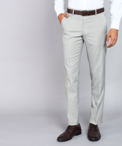VAN HEUSEN Slim Fit Men Grey Trousers - Buy VAN HEUSEN Slim Fit Men ...