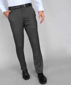 VAN HEUSEN Slim Fit Men Grey Trousers - Buy VAN HEUSEN Slim Fit Men ...