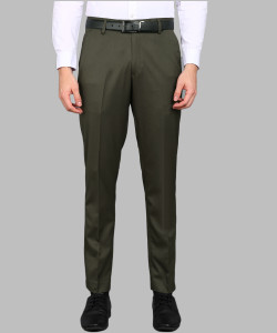 PROVOGUE Slim Fit Men Green Trousers - Buy PROVOGUE Slim Fit Men Green ...