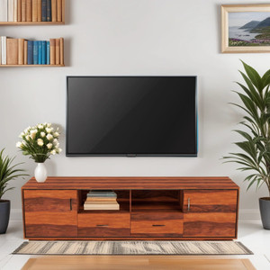 WOODSTAGE Solid Sheesham Wood Box Storage TV Unit Solid Wood TV ...