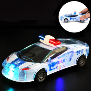 Toyco Police Car with Lights, Music and Siren Sound Friction Powered ...