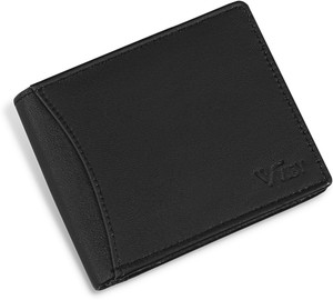 Men's Bifold Genuine Leather Wallet - 9 Card Slots, ID Window, 2 Bill Compartments, Black