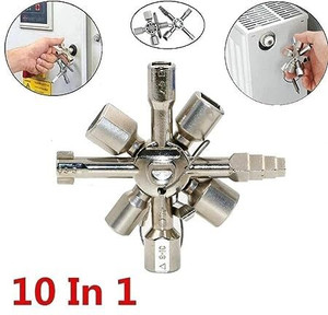 AS TOOL CENTER 10 Way Service Utility Key 10 In 1 Universal Cross Key ...