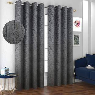 Kraftiq Homes 183 cm (6 ft) Window Velvet Room Darkening Curtain (Pack Of 2)