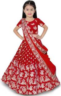 The Fashion Prime Girls Lehenga Choli Ethnic Wear Embroidered Lehenga, Choli and Dupatta Set
