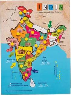 topgifties lefan india map Wooden Puzzle Kids Games Party & Fun Games