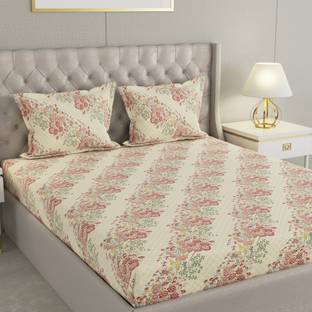 Raymond Home Cotton Double Flat 104 TC Floral 1 Bedsheet with 2 Pillow Covers