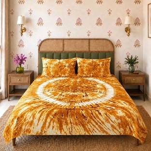Jaipur Weaves Cotton Double Flat 144 TC Jaipuri Prints 1 Bedsheet with 2 Pillow Covers