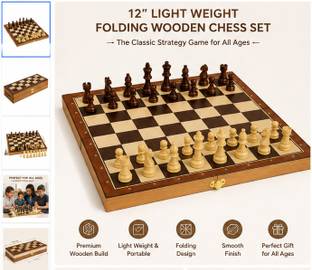 paironvee 12 Inch Wooden Folding Chess Board+Pieces