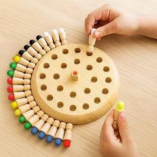 SmartKids Wooden Memory Chess Game for Kids, Color Matching Brain Development Toy