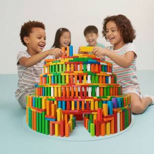 Toobil 120 pcs Wooden Domino Classic Board Games Set for Kids /