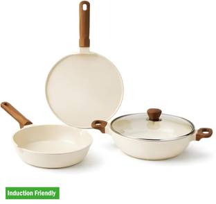 VINOD DCC3W Induction Bottom Non-Stick Coated Cookware Set