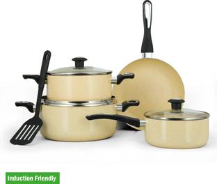 IMPEX Granite Coated Nonstick Cookware Set Beige (NCB 7108BG) Induction Bottom Non-Stick Coated Cookware Set
