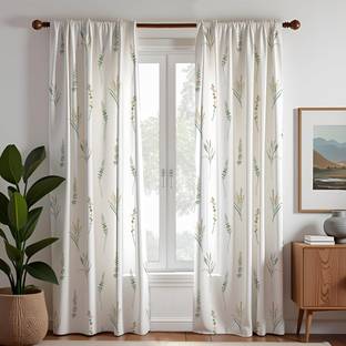 Homemonde 213.36 cm (7 ft) Door Cotton Room Darkening Curtain