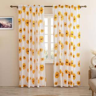HOMEMONDE 152 cm (5 ft) Window Cotton Transparent Curtain (Pack Of 2)