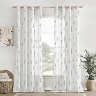 HOMEMONDE 152.4 cm (5 ft) Window Cotton Transparent Curtain (Pack Of 2)
