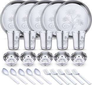 LIMETRO STEEL Pack of 25 Stainless Steel Dinner Set