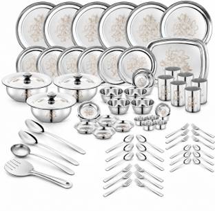 Classic Essentials Pack of 71 Stainless Steel Dinner Set|Serves 6 People|Heavy Gauge|Kitchen Set|Permanent Laser-Glory D