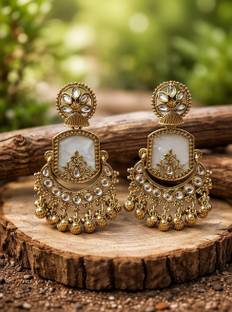 Bravo Ethnic Kundan Drop Earrings for Women Alloy Drops & Danglers