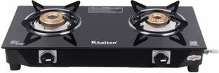 Khaitan 2 Burner BP Nano MS Black Glass Manual Gas Stove
