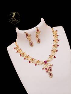 TINALIVA Brass Gold-plated Multicolor Jewellery Set