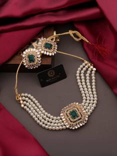 brado jewellery Brass Gold-plated White Jewellery Set