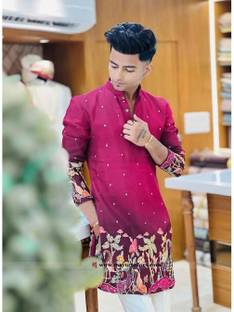 GRATITUDE ROCK Men Embroidered Straight Kurta