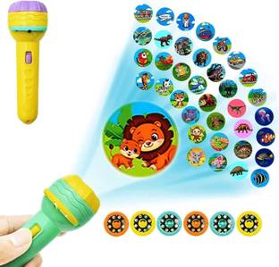 KidWiz Mini 3 Slides 24 Patterns Mini Slide Flashlight Projector Torch (Multicolor)