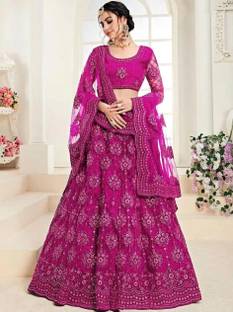 Cute Fellow Embroidered Semi Stitched Lehenga Choli