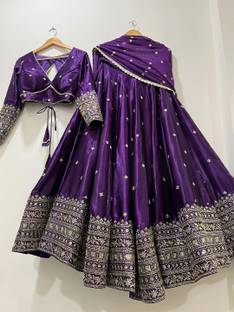 Trijal Fab Embroidered Semi Stitched Lehenga Choli