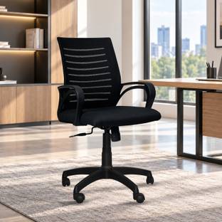 Comfort Mantra Bolt Ergonomic Office Chair Mid Back Lumbar Support Armrest Fabric Office Adjustable Arm Chair