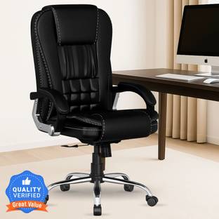SEATFIT A47 Ergonomic Leatherette Office Chair with Adjustable Height & Back Support Leatherette Office Arm Chair