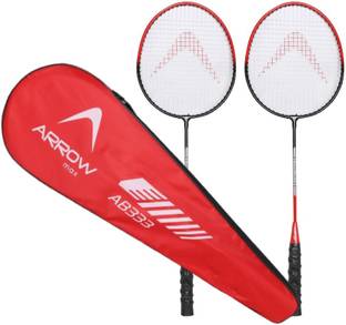 ArrowMax Badminton Racket Pair Combo Light Weight Aluminium Wide Body Red Strung