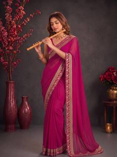 Suvali Fashion Temple Border Banarasi Lycra Blend, Chiffon Saree