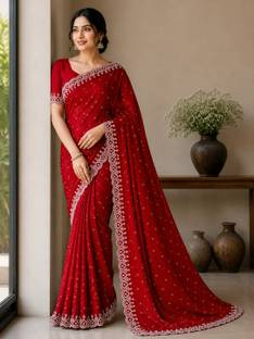 RBM Embroidered, Embellished Bollywood Georgette Saree