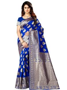 Shoppershopee Woven Kanjivaram Silk Blend Saree